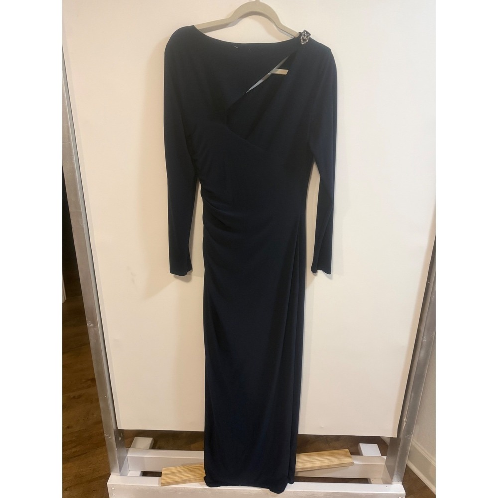 Lauren Ralph Lauren Navy Blue Gown Dress Size 8 some damage on bottom pictures